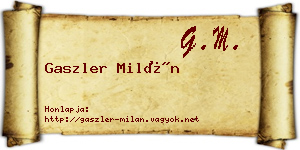Gaszler Milán névjegykártya